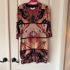 Rachel Zoe Pink and Black Long Sleeve Dress